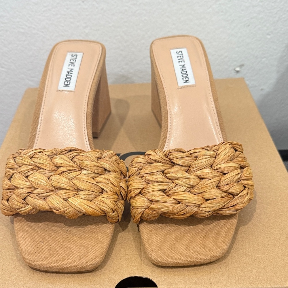 Steve Madden Brown Woven Mules